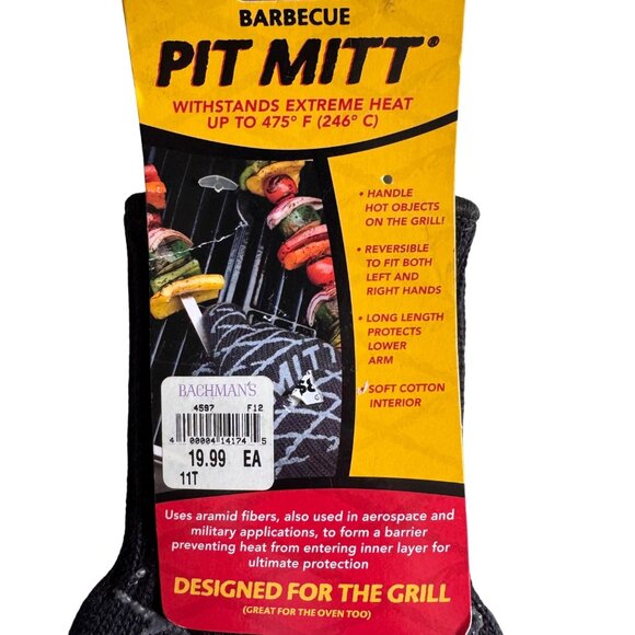 Pit Mitt BBQ Grill Glove Heat Resistant 475F Reversible Aramid Fiber Protection - Picture 8 of 9